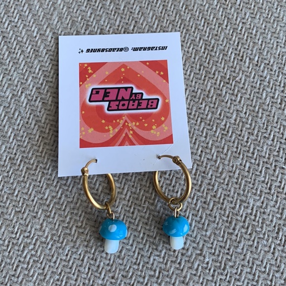 Mushroom Hoops ๐ earrings - Picture 2 of 3